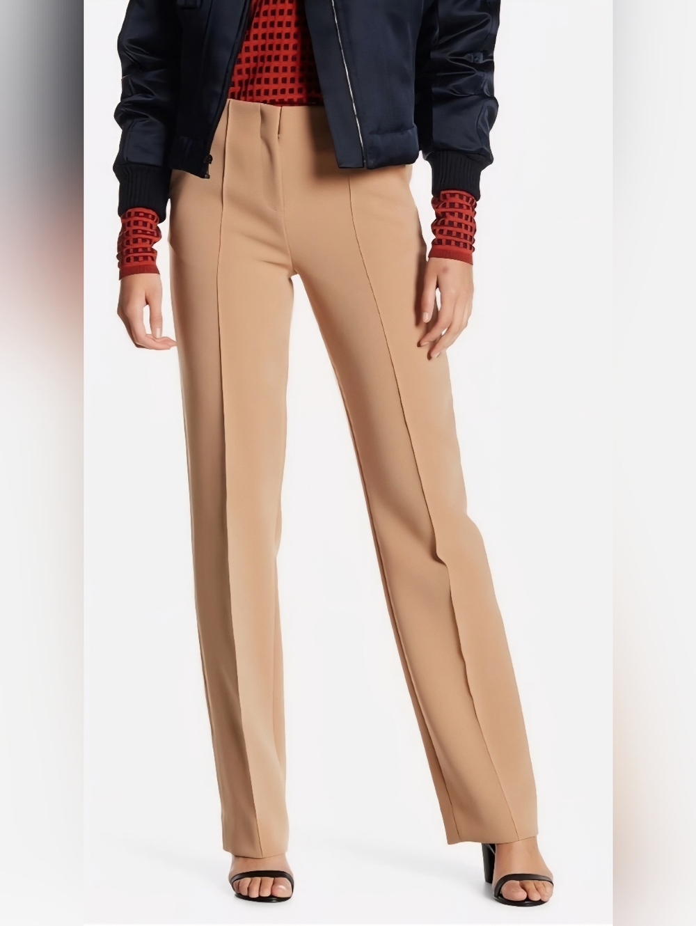 Diane Von Furstenberg Front Pleat Tan Pants